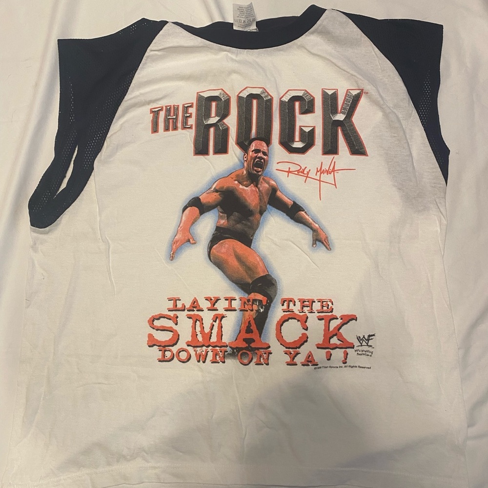 Vintage WWF The Rock Mesh Tank Top Mens XL